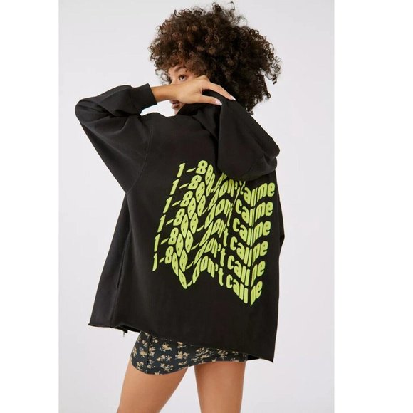 Urban Outfitters UO Don’t Call Me Zip-Up Sweatshirt Jacket Top Black S
